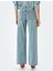 Normal Bel Geniş Paça Düğmeli Kot Pantolon - Wide Leg Jeans 4