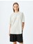 Arkası Baskılı Sloganlı Bisiklet Yaka Kısa Kollu Oversize T-Shirt 3