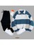 3 Iplik Şardonlu Bloklu Yarım Fermuarlı Sweatshirt - Eşofman Altı 2li Takım 1