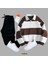 3 Iplik Şardonlu Bloklu Yarım Fermuarlı Sweatshirt - Eşofman Altı 2li Takım 1