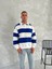Unisex Üç Iplik Parçalı Yakalı Sweatshirt - Mavi 2