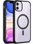 Apple iPhone 11 Kapak Renkli Mag Safe Özellikli Kamera Bölümü Açık Sert Silikon Kılıf - Siyah 1