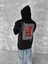 Uzun Kol Kapşonlu Ön ve Arka Baskılı Sweatshirt - Siyah 2