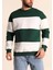 Parçalı Bisiklet Yaka Baskılı Sweatshirt - Yeşil 1