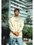 Oversize Bisiklet Yaka Baskılı Sweatshirt - Beyaz 1