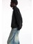 Oversize Yarım Farmuarlı Yakalı Basic Sweatshirt - Siyah 4