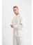 Unisex Uzun Kol Bisiklet Yaka Yıkamalı Sweatshirt - Beyaz 5