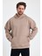 Bafatex Erkek Oversize 3 Iplik Kapşonlu Sweatshirt Krem 1