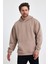 Bafatex Erkek Oversize 3 Iplik Kapşonlu Sweatshirt Krem 3
