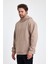 Bafatex Erkek Oversize 3 Iplik Kapşonlu Sweatshirt Krem 5