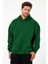 Bafatex Erkek Oversize 3 Iplik Kapşonlu Sweatshirt Yeşil 4