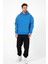 Bafatex Erkek Oversize 3 Iplik Kapşonlu Sweatshirt Mavi 2
