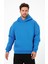 Bafatex Erkek Oversize 3 Iplik Kapşonlu Sweatshirt Mavi 3