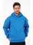 Bafatex Erkek Oversize 3 Iplik Kapşonlu Sweatshirt Mavi 5