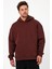 Bafatex Erkek Oversize 3 Iplik Kapşonlu Sweatshirt Kahverengi 5