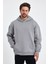 Bafatex Erkek Oversize 3 Iplik Kapşonlu Sweatshirt Gri 1
