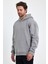 Bafatex Erkek Oversize 3 Iplik Kapşonlu Sweatshirt Gri 3