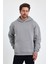 Bafatex Erkek Oversize 3 Iplik Kapşonlu Sweatshirt Gri 5