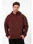Bafatex Erkek Oversize 3 Iplik Kapşonlu Sweatshirt Kahverengi 1