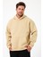 Bafatex Erkek Oversize 3 Iplik Kapşonlu Sweatshirt Bej 1