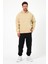 Bafatex Erkek Oversize 3 Iplik Kapşonlu Sweatshirt Bej 2