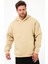 Bafatex Erkek Oversize 3 Iplik Kapşonlu Sweatshirt Bej 3