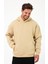 Bafatex Erkek Oversize 3 Iplik Kapşonlu Sweatshirt Bej 4