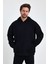 Bafatex Erkek Oversize 3 Iplik Kapşonlu Sweatshirt Siyah 1