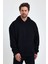 Bafatex Erkek Oversize 3 Iplik Kapşonlu Sweatshirt Siyah 3
