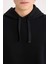 Boxy Fit Kapüşonlu Basic Düz Sweatshirt D0852AX24AU 4