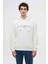 Relaxed Fit Ekru Nakışlı 3 Iplik Kapüşonlu Sweatshirt 1