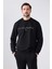 Relaxed Fit Siyah Nakışlı Sweatshirt 1