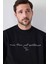Relaxed Fit Siyah Nakışlı Sweatshirt 3