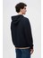 Relaxed Fit Lacivert Nakışlı 3 Iplik Kapüşonlu Sweatshirt 3