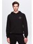 Oversize Siyah Baskılı 3 Iplik Kapüşonlu Sweatshirt 1