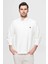 Oversize Ekru Düz Yarım Fermuarlı Pamuklu Mevsimlik Sweatshirt 1