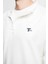 Oversize Ekru Düz Yarım Fermuarlı Pamuklu Mevsimlik Sweatshirt 3