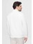 Oversize Ekru Düz Yarım Fermuarlı Pamuklu Mevsimlik Sweatshirt 4