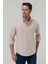 Slim Fit Bej Oxford Düğmeli Yaka Kolay Ütülenebilir Nakış Detaylı Pamuklu Gömlek 4HC02ORT03265 1
