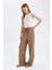 Keten Karışımlı Pantolon Wide Leg Geniş Bol Paça Üç Cepli Normal Bel Basic Düz Standart Boy C4545AX24SM 1