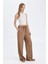 Keten Karışımlı Pantolon Wide Leg Geniş Bol Paça Üç Cepli Normal Bel Basic Düz Standart Boy C4545AX24SM 3