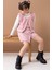 Pembe Peluş Yelekli Badili Kız Çocuk Şort Etekli Takım 19557 5