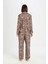 Pijama Takım Saten Leopar Desenli Uzun Kollu Üst Beli Lastikli Alt-Fall in Love E0150AX24AU 7