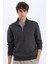 Relax Fit Dik Yaka Fermuarlı Basic Düz Kalın Sweatshirt E5334AX24WN 1