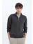 Relax Fit Dik Yaka Fermuarlı Basic Düz Kalın Sweatshirt E5334AX24WN 3