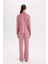 Pijama Takımı Regular Fit Uzun Kollu Üst Uzun Alt-Fall in Love E1804AX24WN 7