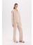 Fall in Love Pijama Takım Uzun Kollu Düğmeli Üst Beli Lastikli Uzun Alt D2260AX24WN 1
