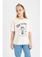 Kız Çocuk Snoopy Pijama Takımı Bisiklet Yaka Kısa Kollu Üst Uzun Alt C1965A824SP 4