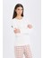 Fall in Love Pijama Takımı Uzun Kollu Üst Kareli Esnek Belli Uzun Alt D2266AX24WN 3