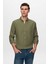 Slim Fit Haki Oxford Düğmeli Yaka Kolay Ütülenebilir Nakış Detaylı Pamuklu Gömlek 4HC02ORT03265 1